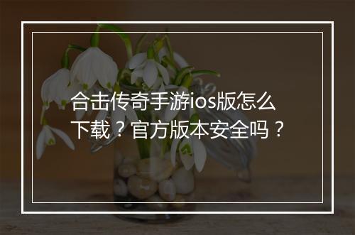合击传奇手游ios版怎么下载？官方版本安全吗？