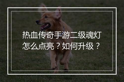 热血传奇手游二级魂灯怎么点亮？如何升级？