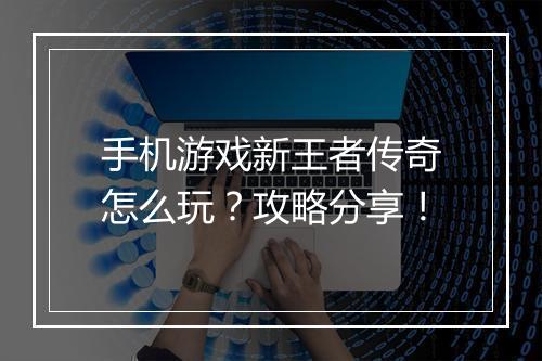 手机游戏新王者传奇怎么玩？攻略分享！