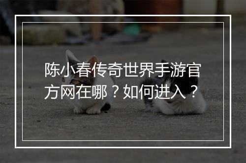 陈小春传奇世界手游官方网在哪？如何进入？