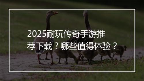 2025耐玩传奇手游推荐下载？哪些值得体验？