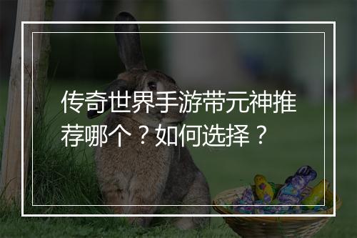 传奇世界手游带元神推荐哪个？如何选择？