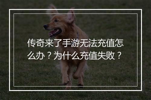 传奇来了手游无法充值怎么办？为什么充值失败？