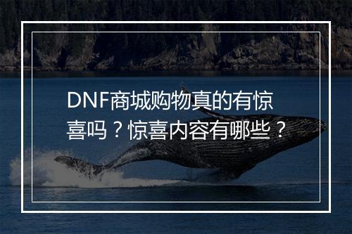 DNF商城购物真的有惊喜吗？惊喜内容有哪些？