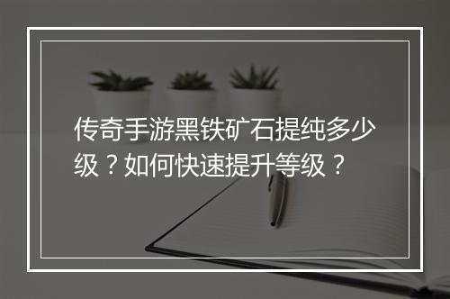 传奇手游黑铁矿石提纯多少级？如何快速提升等级？