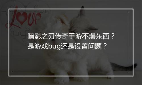 暗影之刃传奇手游不爆东西？是游戏bug还是设置问题？