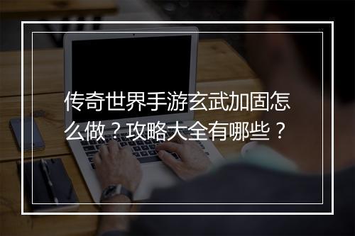 传奇世界手游玄武加固怎么做？攻略大全有哪些？