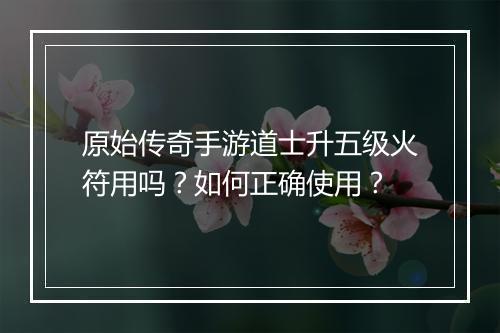 原始传奇手游道士升五级火符用吗？如何正确使用？