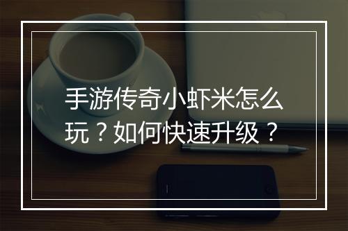 手游传奇小虾米怎么玩？如何快速升级？