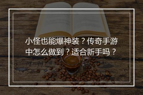小怪也能爆神装？传奇手游中怎么做到？适合新手吗？