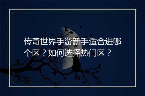 传奇世界手游新手适合进哪个区？如何选择热门区？