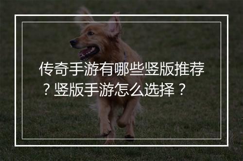 传奇手游有哪些竖版推荐？竖版手游怎么选择？