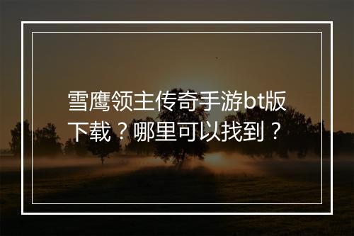 雪鹰领主传奇手游bt版下载？哪里可以找到？