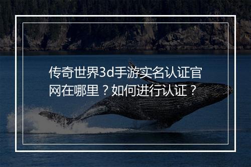 传奇世界3d手游实名认证官网在哪里？如何进行认证？