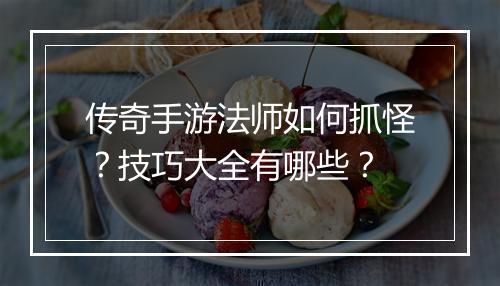 传奇手游法师如何抓怪？技巧大全有哪些？