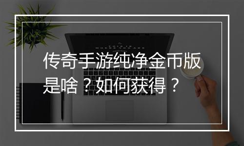 传奇手游纯净金币版是啥？如何获得？