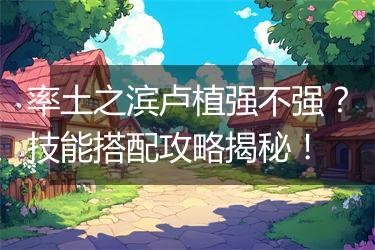 率土之滨卢植强不强？技能搭配攻略揭秘！