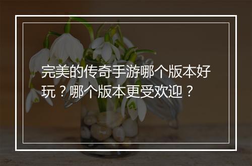 完美的传奇手游哪个版本好玩？哪个版本更受欢迎？