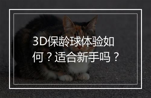 3D保龄球体验如何？适合新手吗？