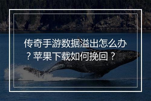 传奇手游数据溢出怎么办？苹果下载如何挽回？