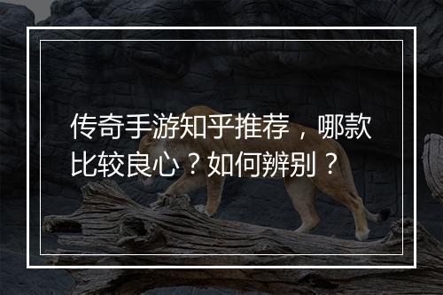 传奇手游知乎推荐，哪款比较良心？如何辨别？