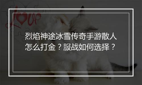 烈焰神途冰雪传奇手游散人怎么打金？服战如何选择？