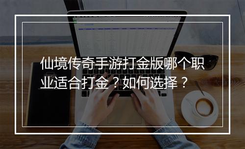 仙境传奇手游打金版哪个职业适合打金？如何选择？