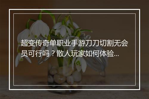 超变传奇单职业手游刀刀切割无会员可行吗？散人玩家如何体验？