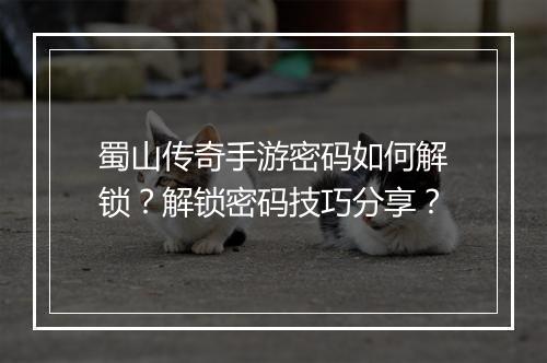 蜀山传奇手游密码如何解锁？解锁密码技巧分享？