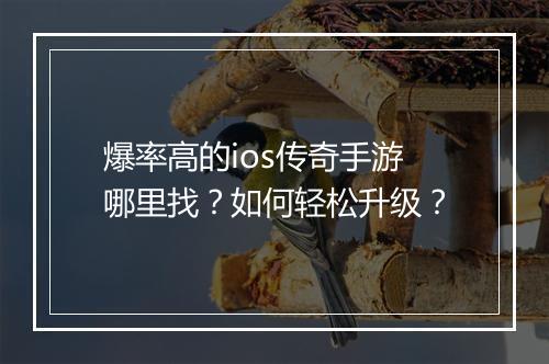 爆率高的ios传奇手游哪里找？如何轻松升级？
