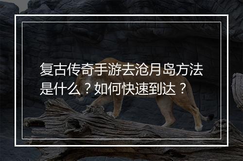 复古传奇手游去沧月岛方法是什么？如何快速到达？