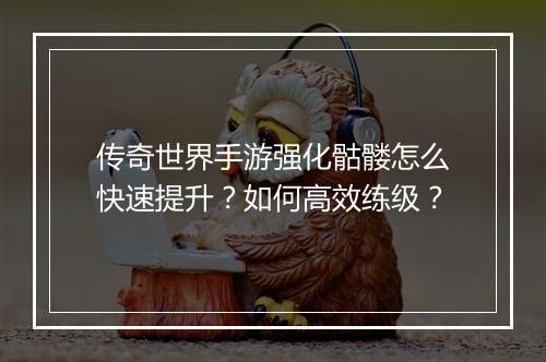 传奇世界手游强化骷髅怎么快速提升？如何高效练级？