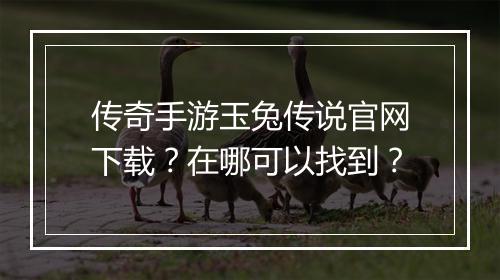 传奇手游玉兔传说官网下载？在哪可以找到？