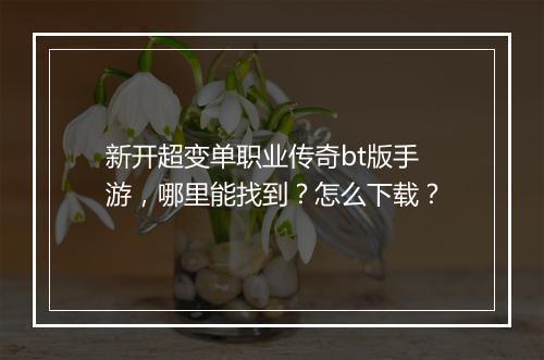 新开超变单职业传奇bt版手游，哪里能找到？怎么下载？