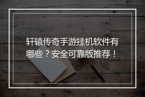 轩辕传奇手游挂机软件有哪些？安全可靠版推荐！