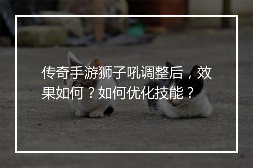 传奇手游狮子吼调整后，效果如何？如何优化技能？