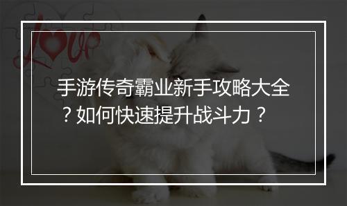 手游传奇霸业新手攻略大全？如何快速提升战斗力？