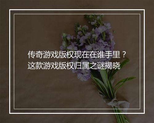 传奇游戏版权现在在谁手里？这款游戏版权归属之谜揭晓