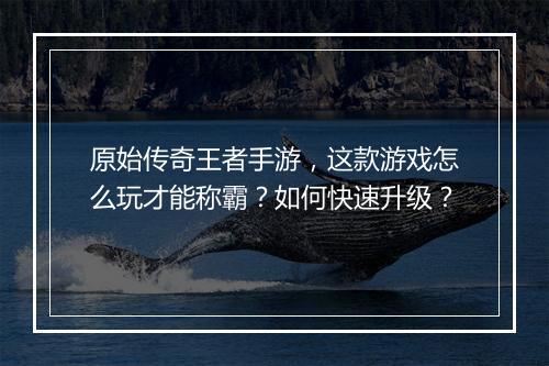 原始传奇王者手游，这款游戏怎么玩才能称霸？如何快速升级？