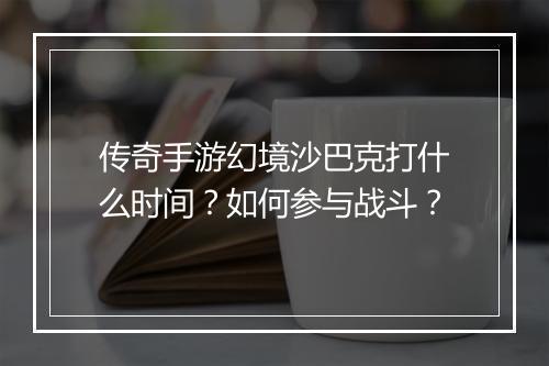 传奇手游幻境沙巴克打什么时间？如何参与战斗？