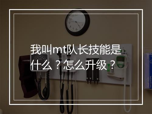 我叫mt队长技能是什么？怎么升级？