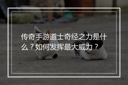 传奇手游道士奇经之力是什么？如何发挥最大威力？