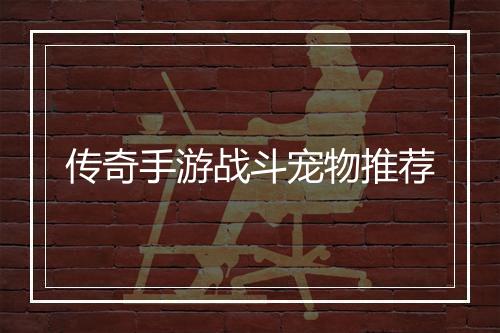 传奇手游战斗宠物推荐