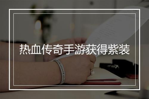 热血传奇手游获得紫装