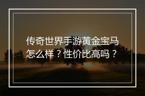 传奇世界手游黄金宝马怎么样？性价比高吗？