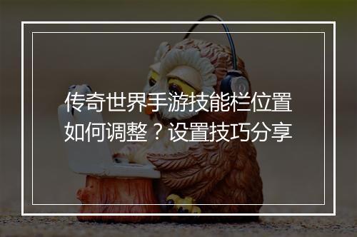 传奇世界手游技能栏位置如何调整？设置技巧分享