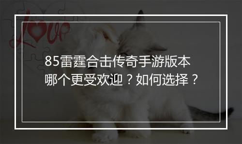 85雷霆合击传奇手游版本哪个更受欢迎？如何选择？