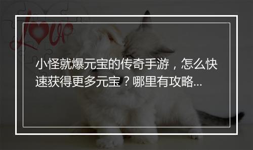 小怪就爆元宝的传奇手游，怎么快速获得更多元宝？哪里有攻略？