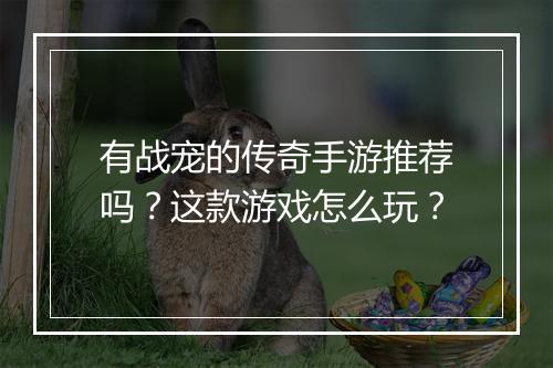 有战宠的传奇手游推荐吗？这款游戏怎么玩？
