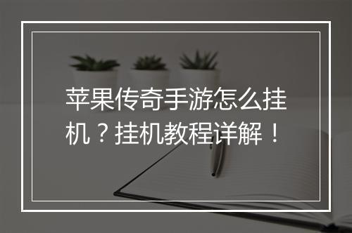 苹果传奇手游怎么挂机？挂机教程详解！